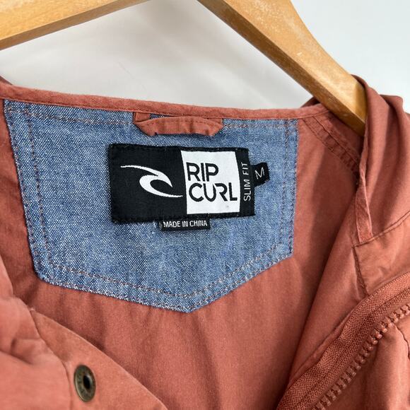 Rip Curl Burnt Orange Hooded Utility Jacket Slim Fit Size Medium - Picture 4 of 6
